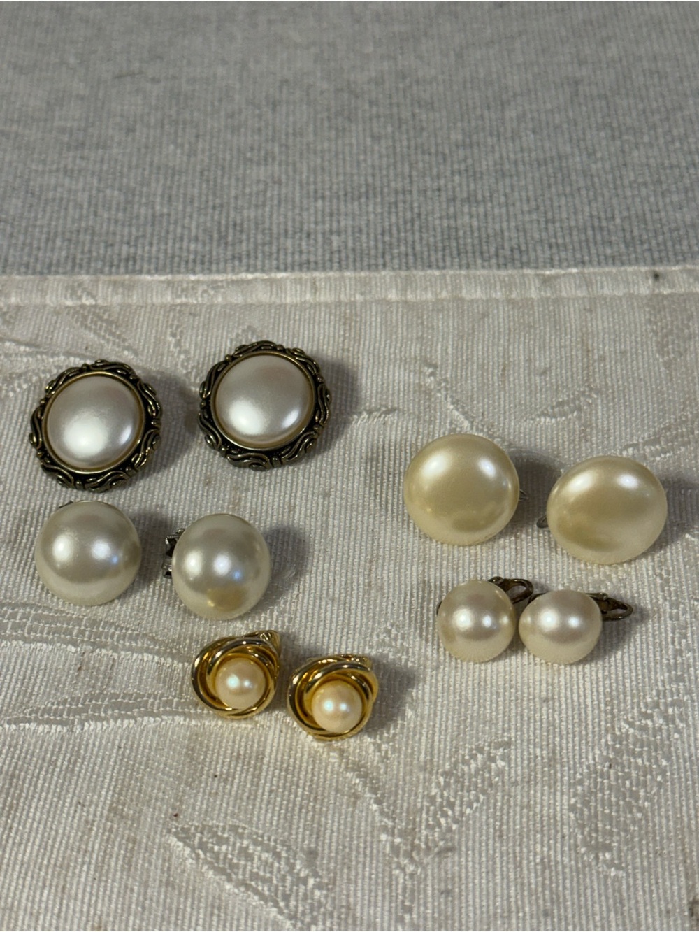 Vintage Faux Pearl Clip On Earrings Lot Starter Bundle Retro Classic 1950s-80s